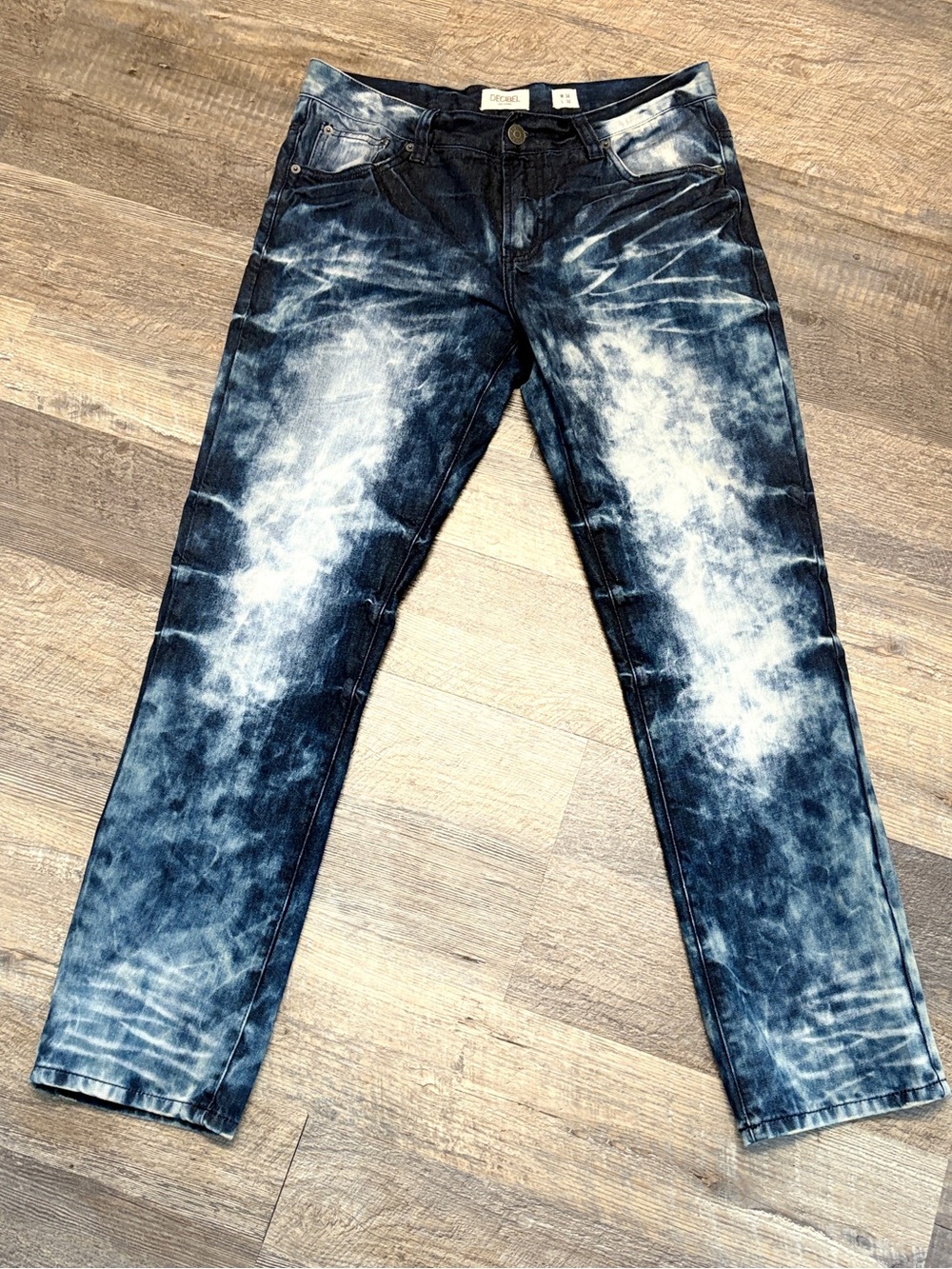 Slim Straight Men's Jeans in Washed Blue Tie-Dye